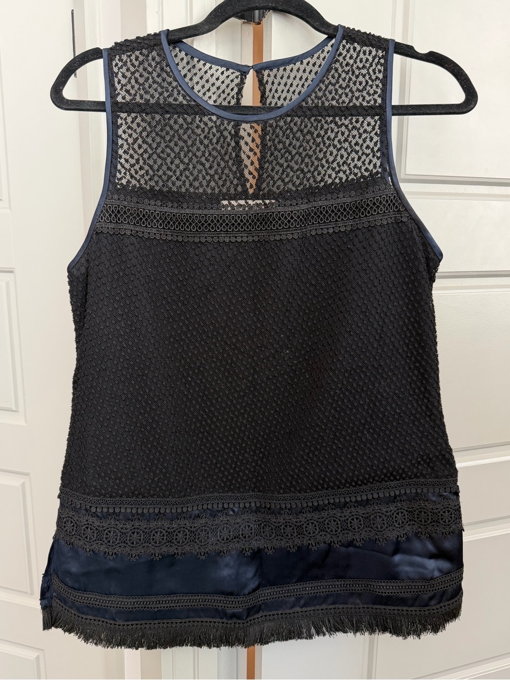 Etcetera Sleeveless Lace and Silk-Trimmed Blouse